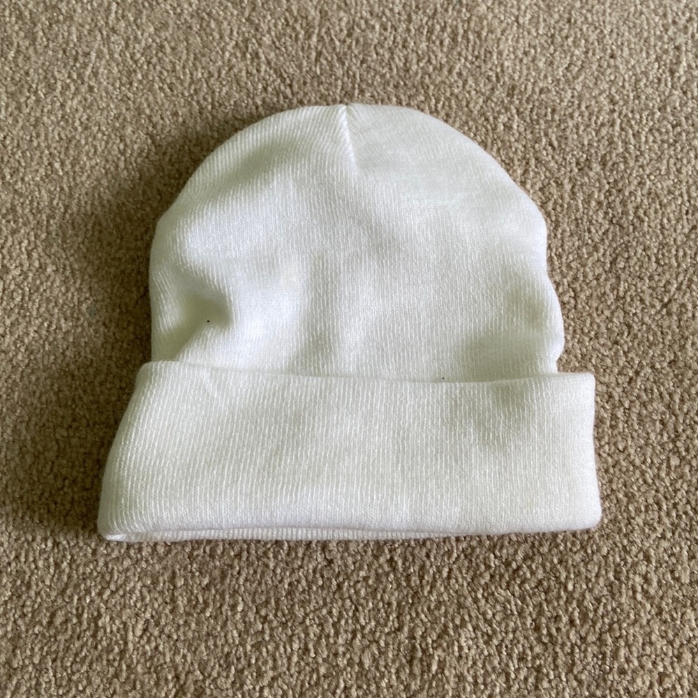 Plain White Beanie